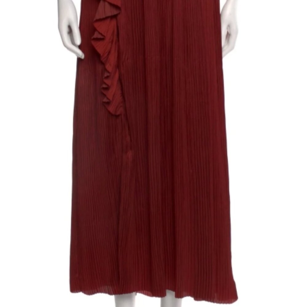 NWOT ULLA JOHNSON Luisa Plissé Satin Midi Dress in Claret M $720 - Picture 8 of 8